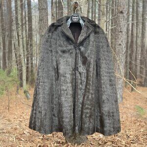 Glamorous VINTAGE Sable Faux Fur Full-length Cape, Mint Condition, Size L